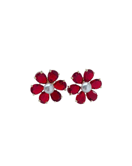 Olivia Floral Studs • Red