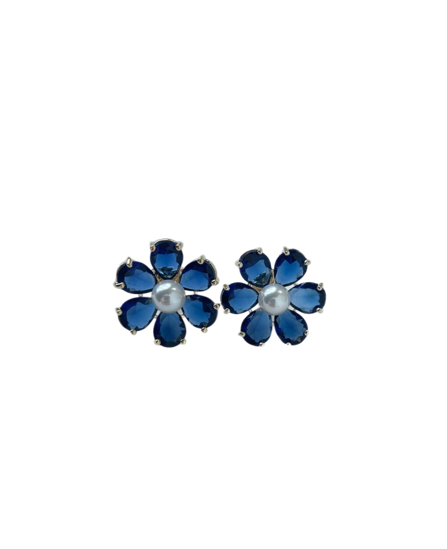 Olivia Floral Studs • Navy