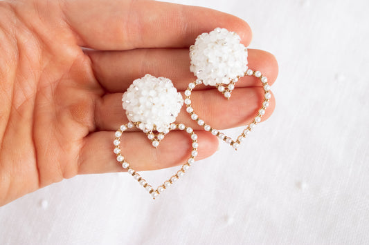 Hydrangea Pearl Heart Earring Designs