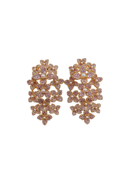 Katie Floral Cluster Studs • Pink