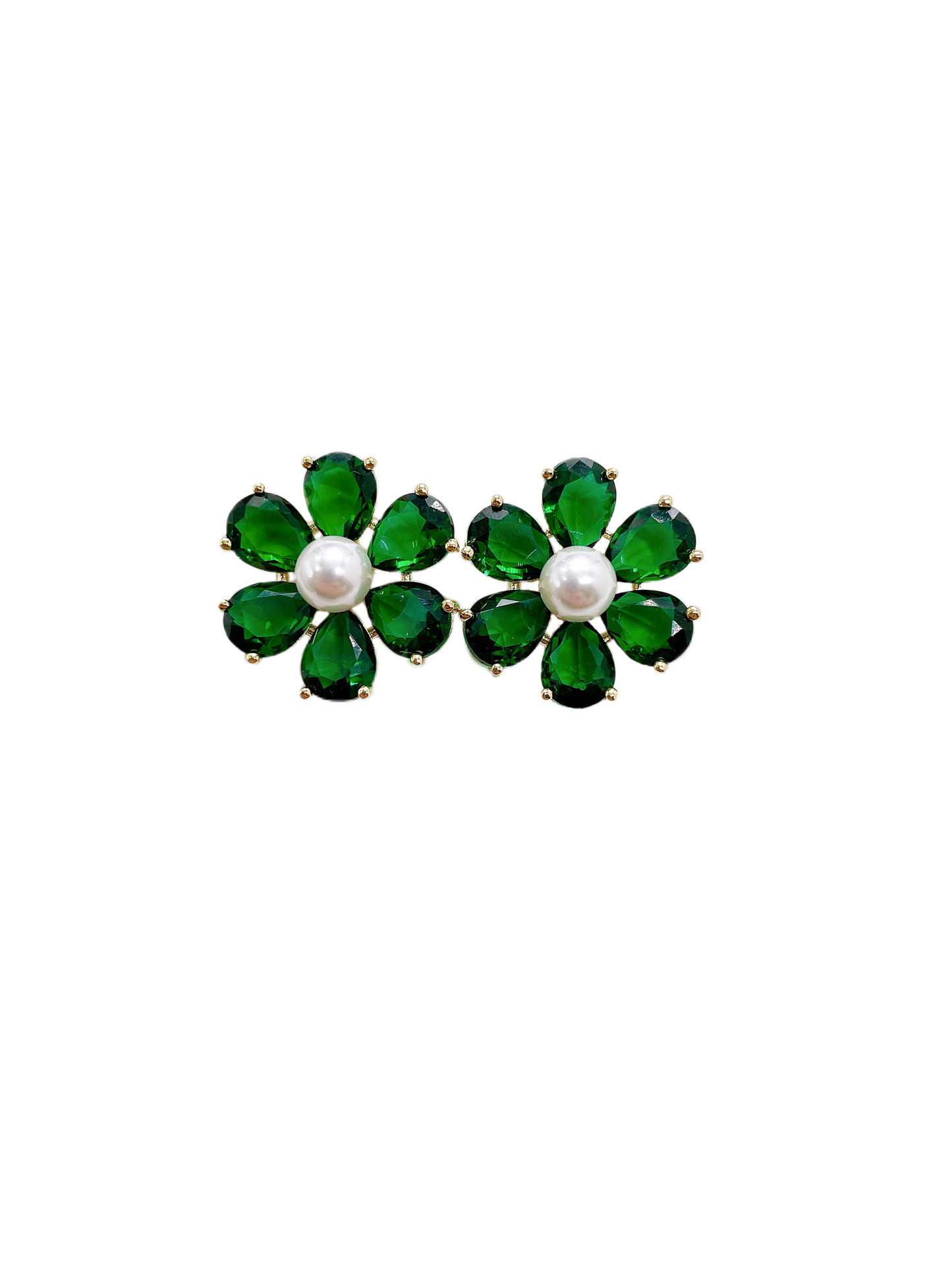 Olivia Floral Studs • Emerald