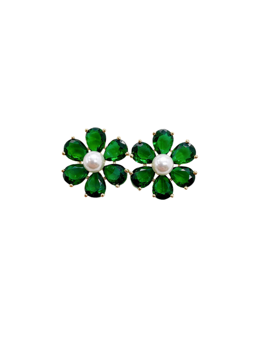 Olivia Floral Studs • Emerald