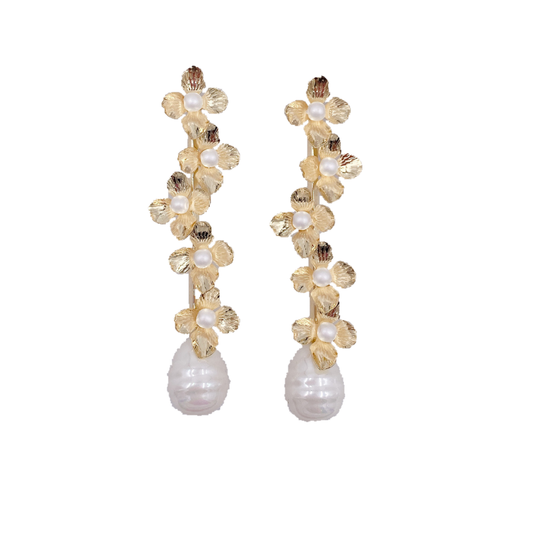 Frances Mini Floral Dangles • Pearl