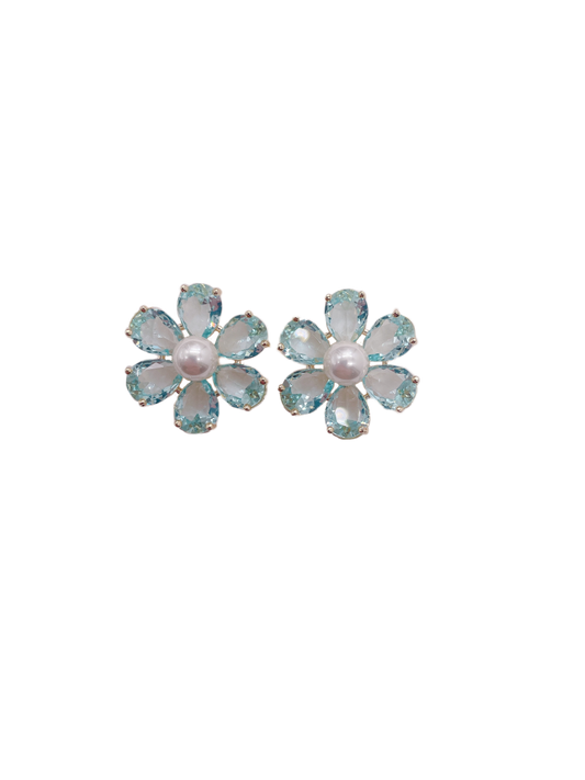 Olivia Floral Studs • Light Blue
