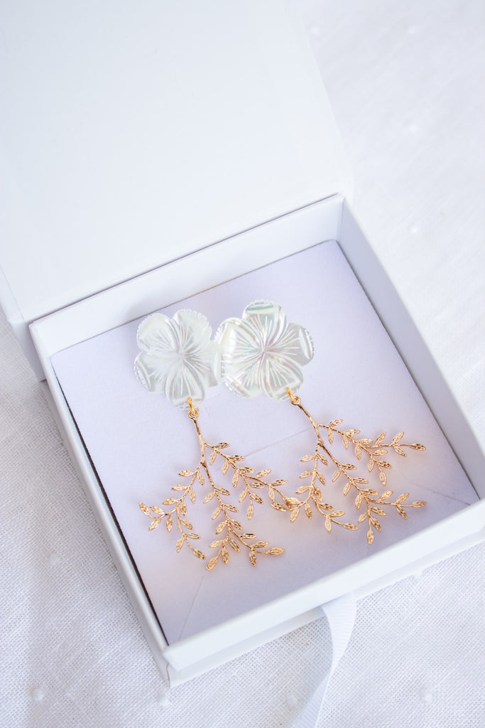 White Floral Golden Vine | one of a kind