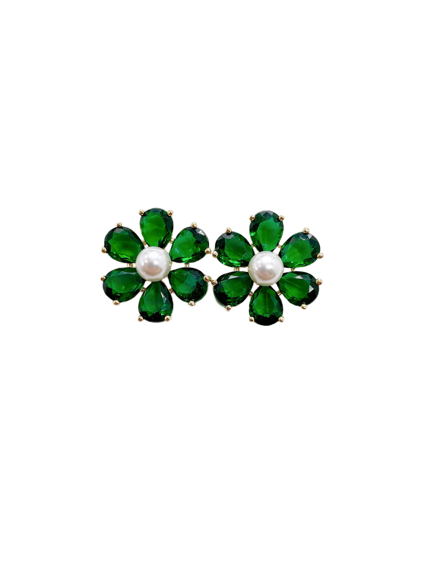 Olivia holiday floral studs • emerald